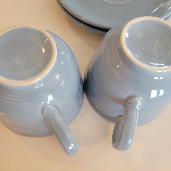 2 Sets Post-86 Fiesta Periwinkle Blue Cups & Saucers~ Fiestaware ~ Retired Color - Picture 15 of 16